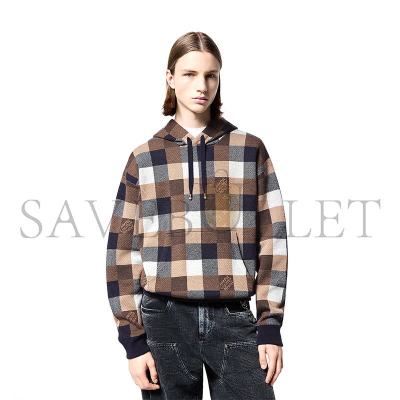 l0vis Vvtt0n damier checkered cashmere and wool blend hoodie 1afxju